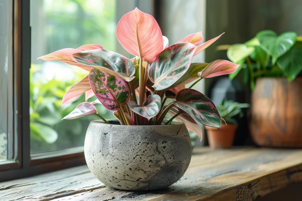 Vaso de ceramica com Filodendro Pink Princess