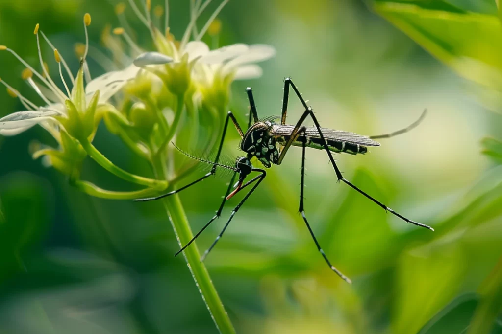 Aedes aegypti nas folhas verdes